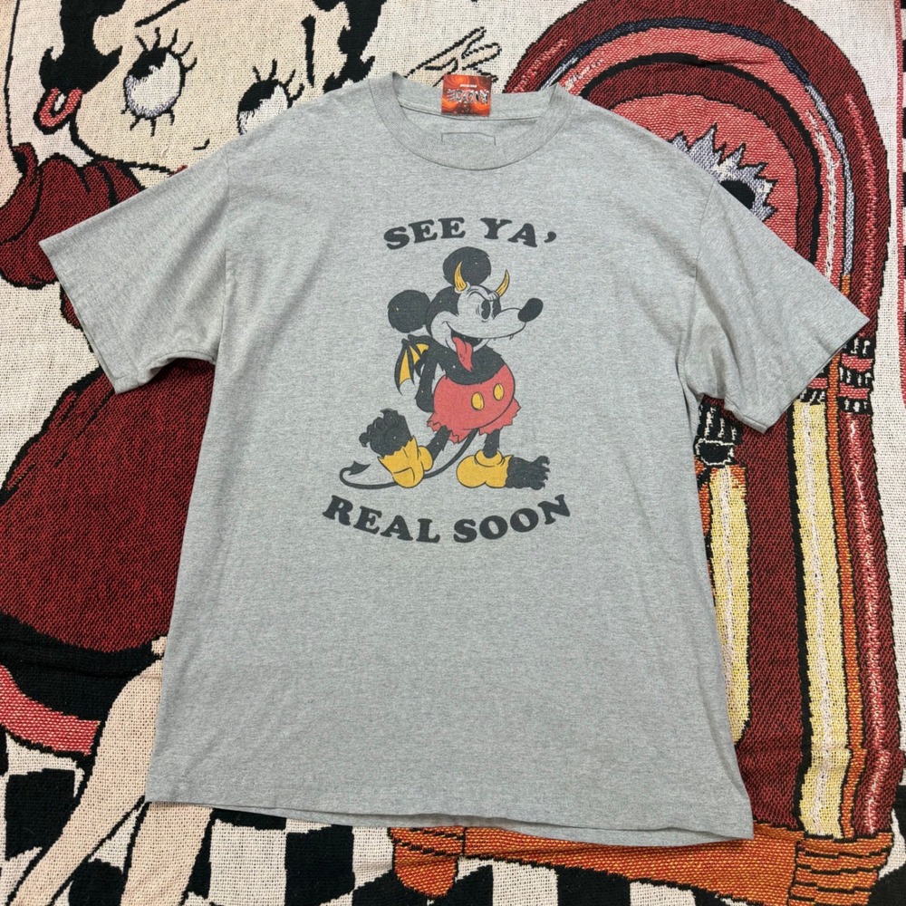 Kill Brand Devil Mickey Mouse See Ya Real Soon Graphic Tee Heather Gray Mens L